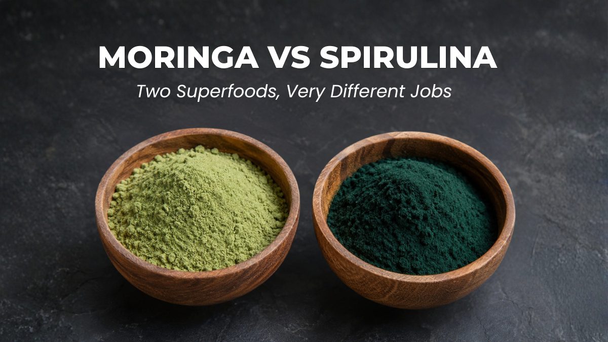 moringa vs spirulina comparison India powder benefits nutrition which is better