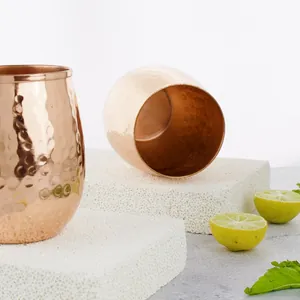 ORETROVE Hammered Copper Glass - Set of 2 Glass