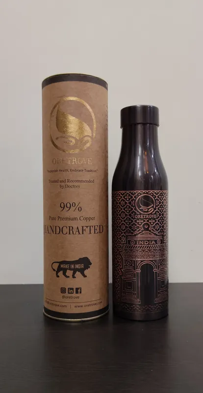 ORETROVE Rani India Gate Pure Copper Bottle