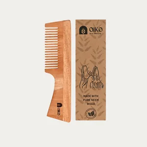 Neem Wood Hair Comb with Handle Suited For All Hair Types |Fine Tooth