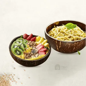 Coconut Shell Bowl Handcrafted 2- Bowls | Sustainable Serving Bowl for Smoothie, Salad, 450–500ml