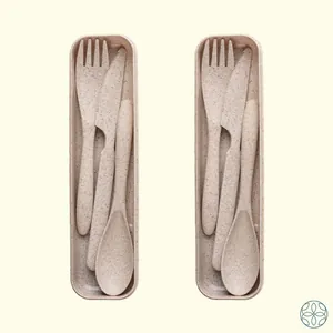 IRIDA NATURALS Unbreakable Wheat Straw Cutlery Set Pack of 2