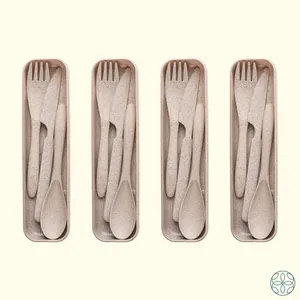 IRIDA NATURALS Unbreakable Wheat Straw Cutlery Set Pack of 4