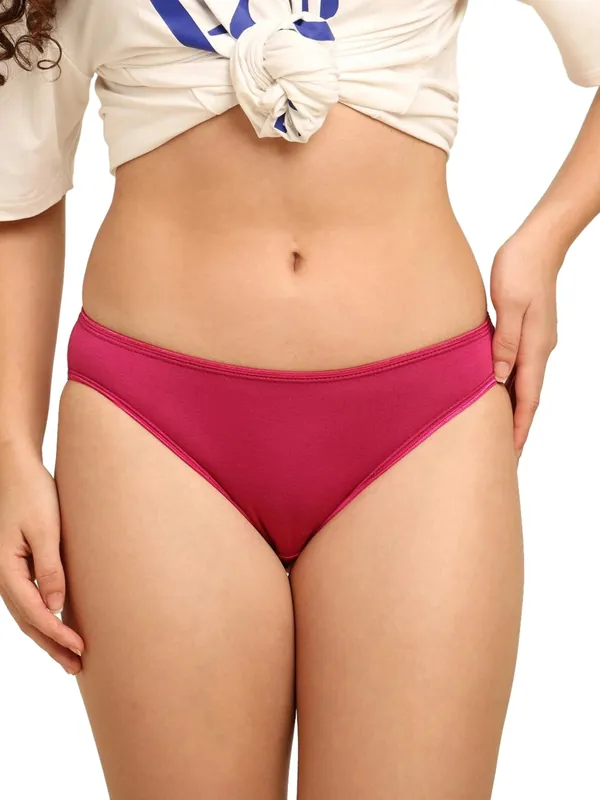 Bamboo Fabric Low Rise Bikini Panty – Fuchsia & Black | Pack of 2 thumbnail
