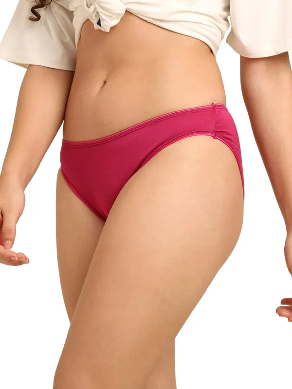 Bamboo Fabric Low Rise Bikini Panty – Fuchsia & Black | Pack of 2 thumbnail