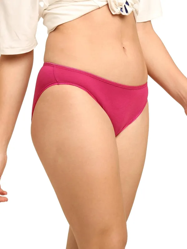 Bamboo Fabric Low Rise Bikini Panty – Fuchsia & Black | Pack of 2 thumbnail