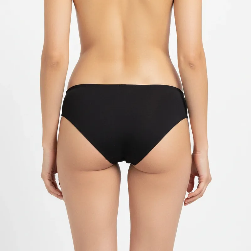 Bamboo Fabric Low Waist Underwear | Peach and Black |  Pack of 2 thumbnail