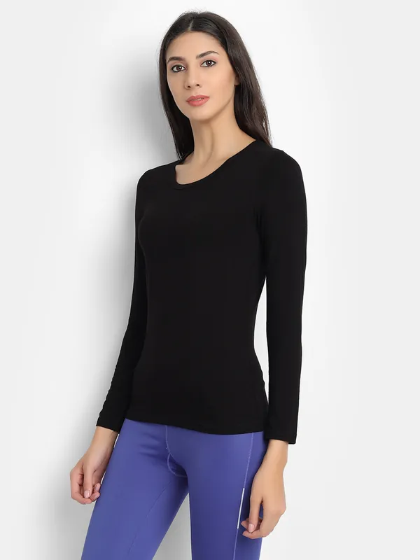 Bamboo Fabric Women's Full Sleeves T-Shirt | Black thumbnail