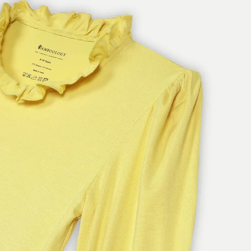 Bamboo Fabric Girl's Ruffle Neck Top | Anti-bacterial, Anti-viral Collection thumbnail