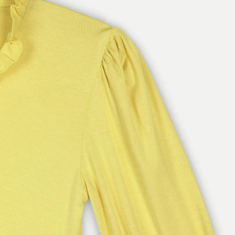 Bamboo Fabric Girl's Ruffle Neck Top | Anti-bacterial, Anti-viral Collection thumbnail