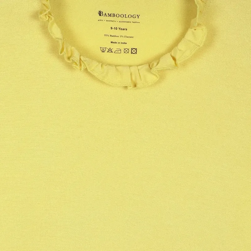 Bamboo Fabric Girl's Ruffle Neck Top | Anti-bacterial, Anti-viral Collection thumbnail