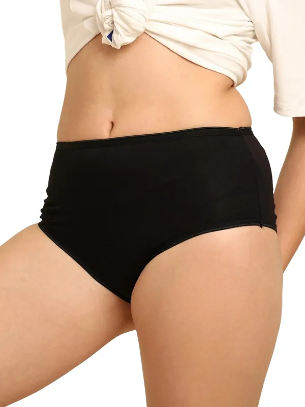 Bamboo Fabric Women's Hipster Panty | Peach and Black | Set of 2 thumbnail