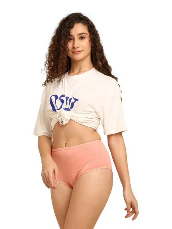 Bamboo Fabric Women's Hipster Panty | Peach and Black | Set of 2 thumbnail