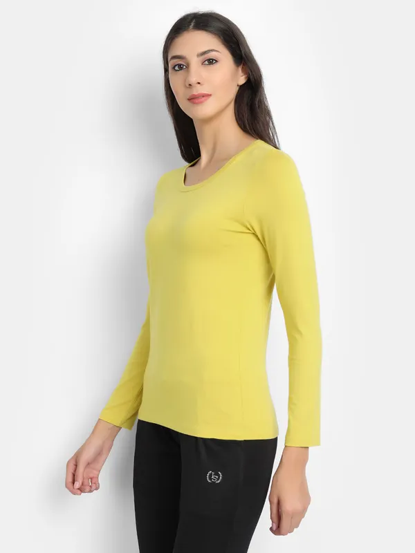Bamboo Fabric Women's Full Sleeves T-Shirt | Yellow thumbnail