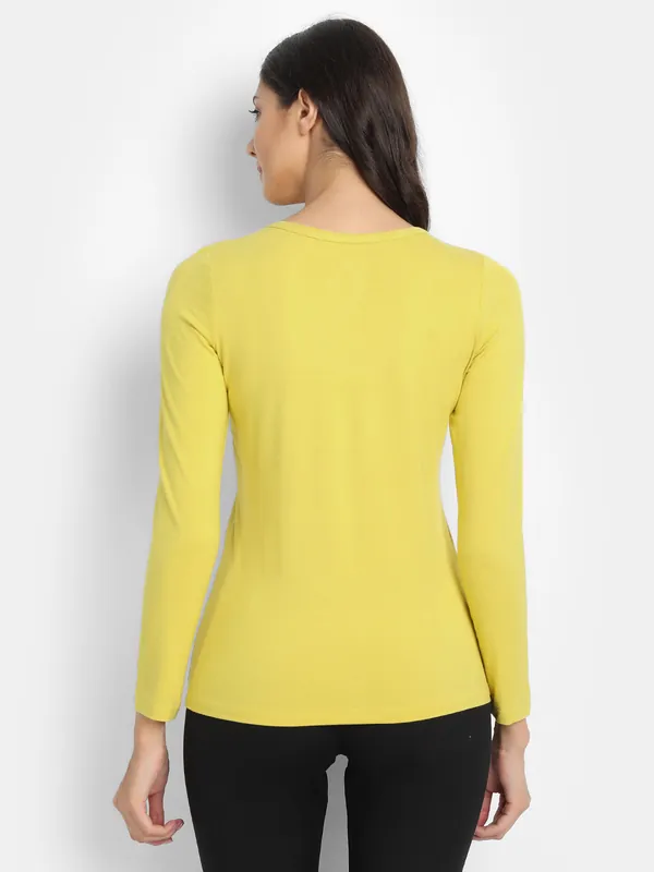 Bamboo Fabric Women's Full Sleeves T-Shirt | Yellow thumbnail