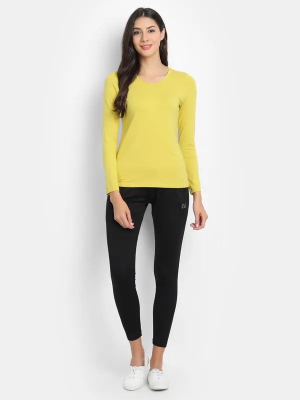 Bamboo Fabric Women's Full Sleeves T-Shirt | Yellow