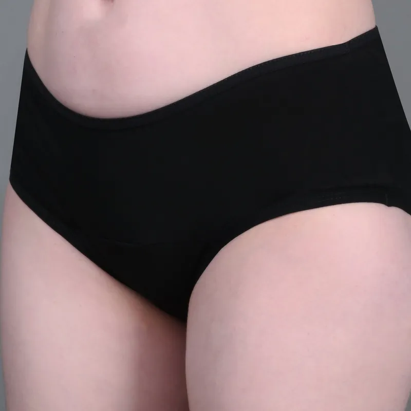 Bamboo Fabric Leak Proof Period Panty 3 Layers Not for heavy Flow | Black & Fuchsia | Pack of 2 thumbnail