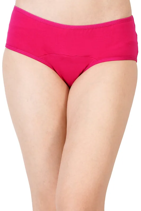 Bamboo Fabric Leak Proof Period Panty 3 Layers Not for heavy Flow | Black & Fuchsia | Pack of 2 thumbnail