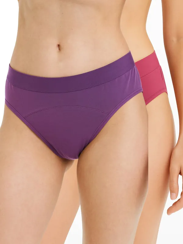Bamboo Fabric Period Panty 5 Layer Protection | Soft & Odor-Free | Purple & Fuchsia | Pack of 2