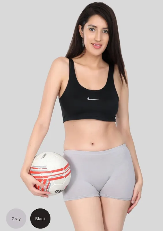 Bamboo Fabric Mid Rise Shorts | Black and Gray | Pack of 2