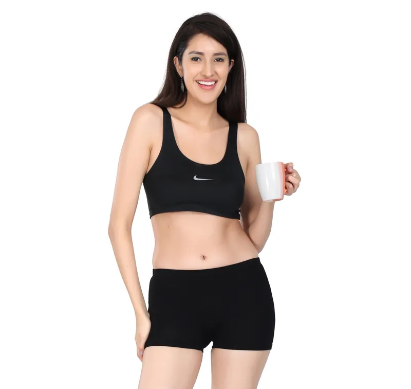 Bamboo Fabric Mid Rise Shorts | Black and Gray | Pack of 2 thumbnail