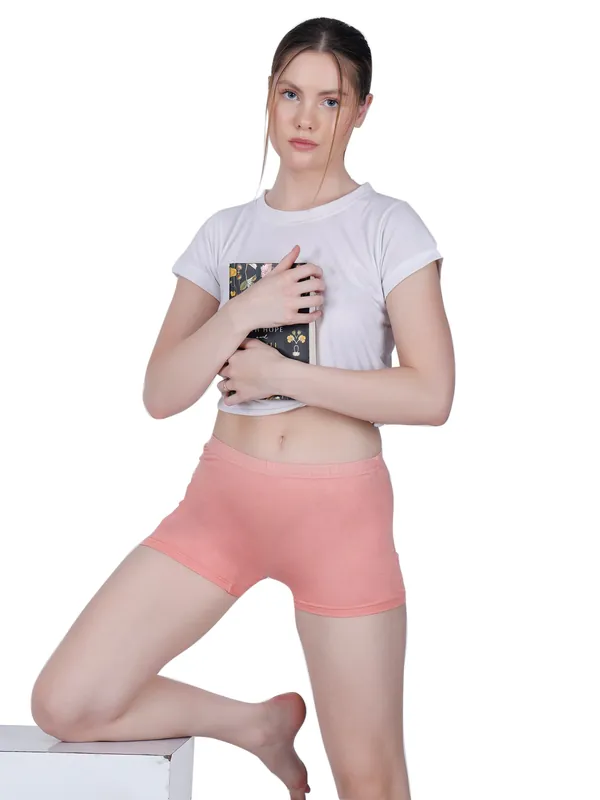 Bamboo Fabric Mid Rise Shorts | Peach & Blue | Pack Of 2 thumbnail