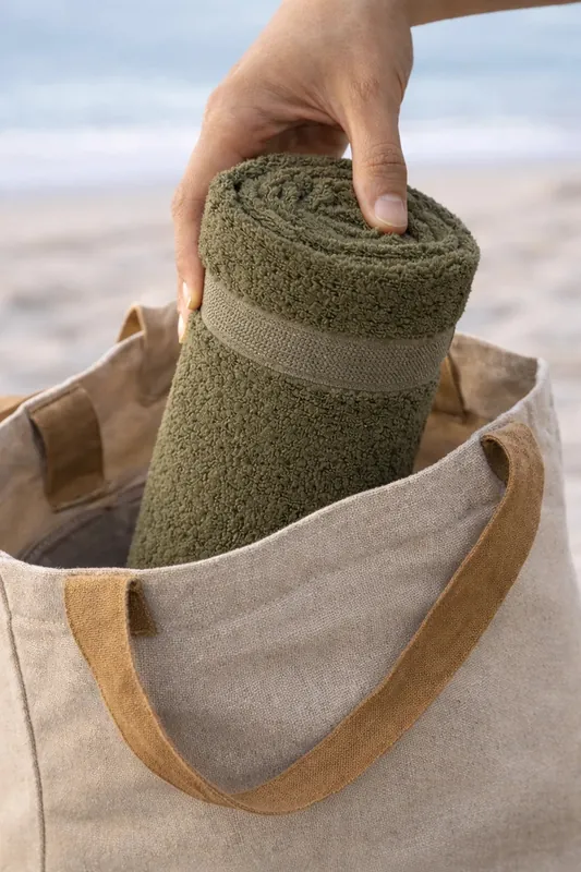 Bamboo Bath Towel – Ultra Soft, Quick Dry & Eco-Friendly Luxury Care | Green and White | Pack of 2 thumbnail