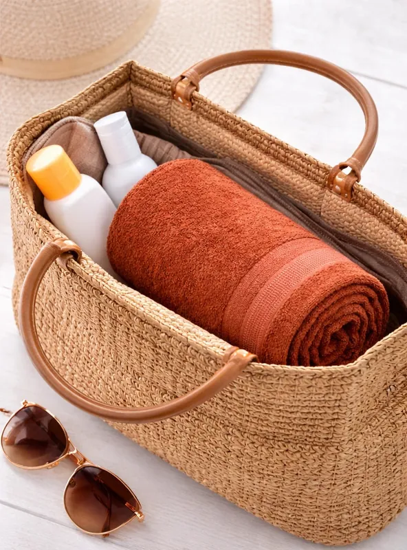 Bamboo Bath Towel – Ultra Soft, Quick Dry & Eco-Friendly Luxury Care | Rust and White | Pack of 2 thumbnail