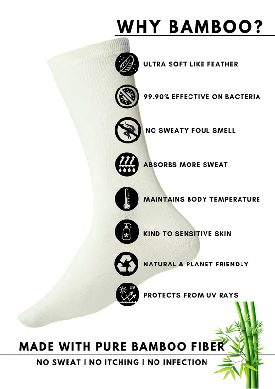 Bamboo Fabric Socks – Soft, Breathable, Eco-Friendly Comfort | White thumbnail