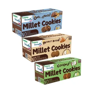 Millet Cookies (Oats Choco, Peanut, Coconut) | Healthy Biscuits | 225 g (3 x 75 g)