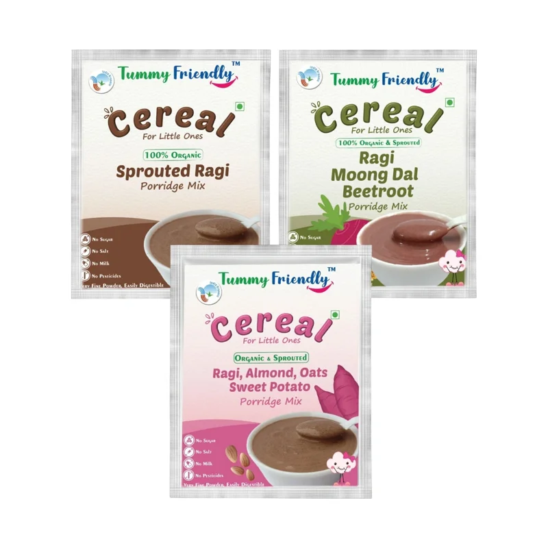 Stage 1, 2, 3 Ragi Porridge Mixes Trial 3 Packs | USDA Organic | 6+ Months | 150 g