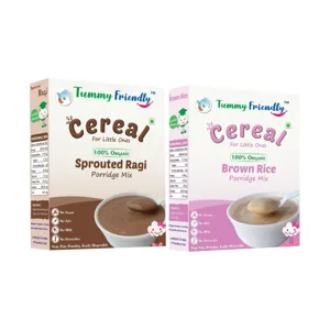 Stage 1 Porridge Mixes (Ragi, Brown Rice) | USDA Organic | 6+ Months | 400 g (2 x 200 g)