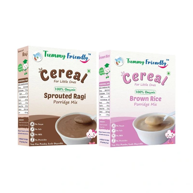 Stage 1 Porridge Mixes (Ragi, Brown Rice) | USDA Organic | 6+ Months | 400 g (2 x 200 g)