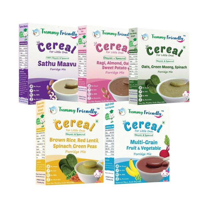 Stage 3 Sprouted Porridge Mixes Combo 5 Packs | USDA Organic | 8+ Months | 1 kg