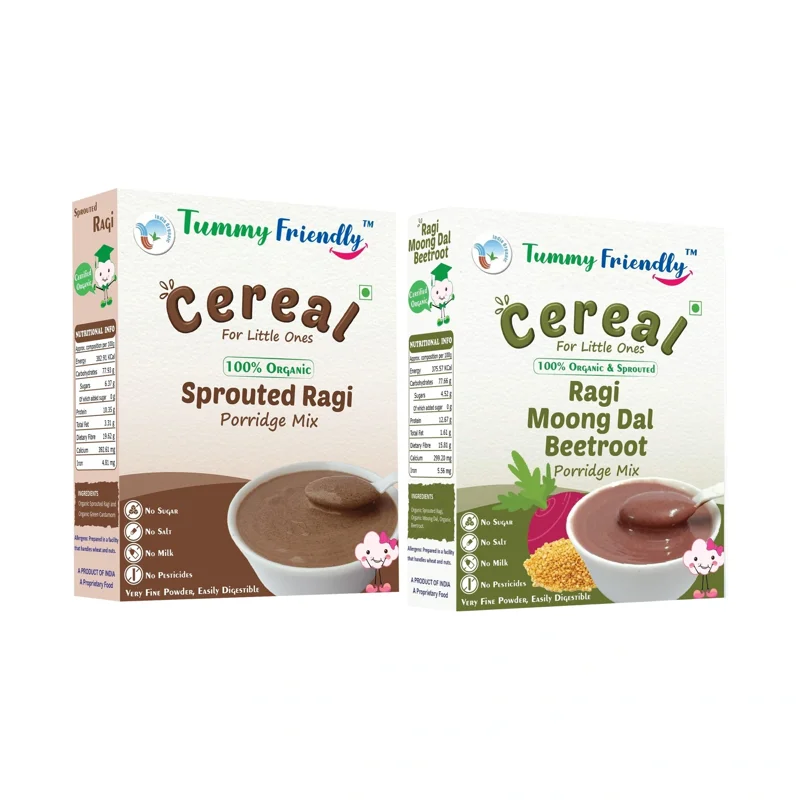 Stage 1 & 2 Ragi Porridge Mixes | USDA Organic | 6+ Months | 400 g (2 x 200 g)