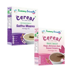 Stage 3 Porridge Mixes (Sathu Maavu, Ragi) | USDA Organic | 8+ Months | 400 g (2 x 200 g)