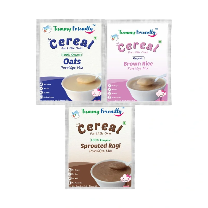 Stage 1 Porridge Mixes Trial 3 Packs (Oats, Brown Rice, Sprouted Ragi) | 6+ Months | 150 g