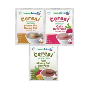 Stage 2 Porridge Mixes Trial 3 Packs (Brown Rice, Oats, Ragi, Moong Dal) | 6+ Months | 150 g