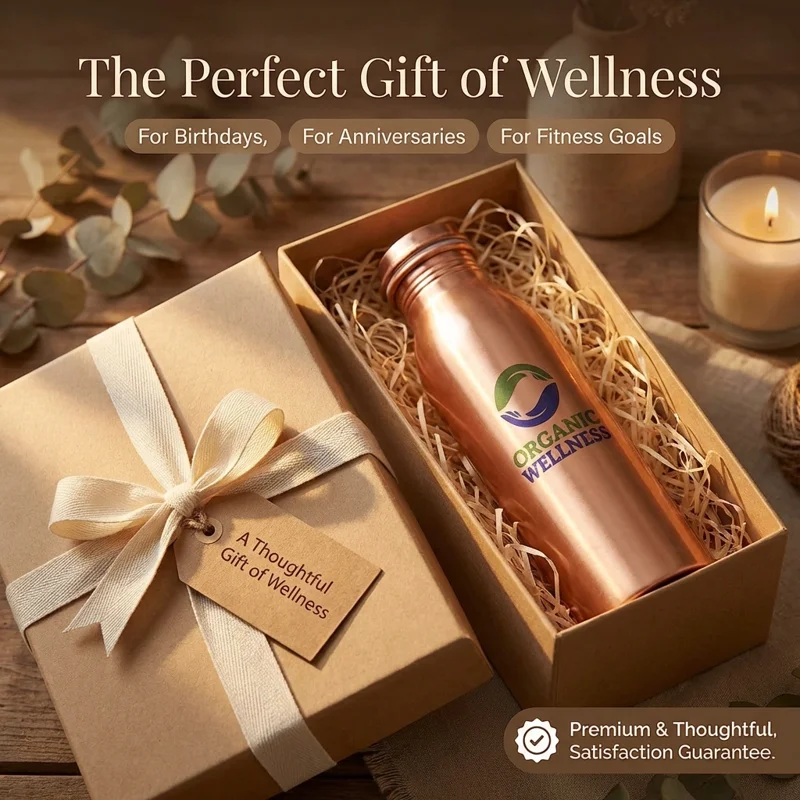 Organic Wellness Copper Bottle – Pure Copper – Ayurvedic Health Benefits – 900 ml thumbnail