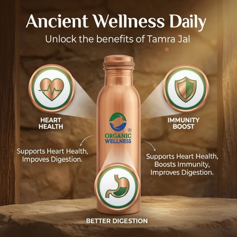 Organic Wellness Copper Bottle – Pure Copper – Ayurvedic Health Benefits – 900 ml thumbnail