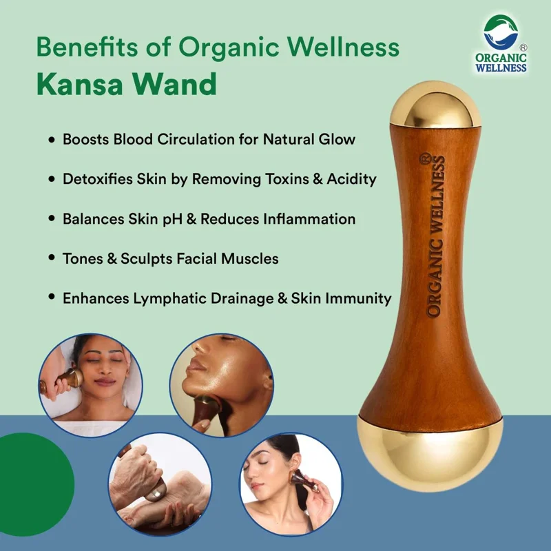 Organic Wellness Kansa Wand Face Massager – Ayurvedic, Wooden Handle – Detoxification & Relaxation thumbnail