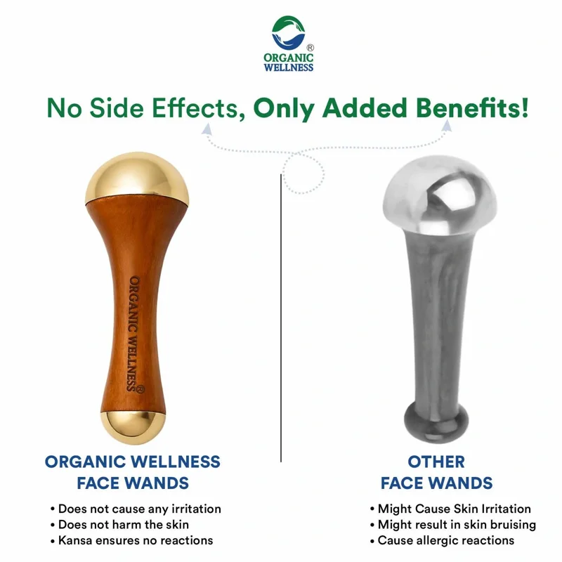 Organic Wellness Kansa Wand Face Massager – Ayurvedic, Wooden Handle – Detoxification & Relaxation thumbnail