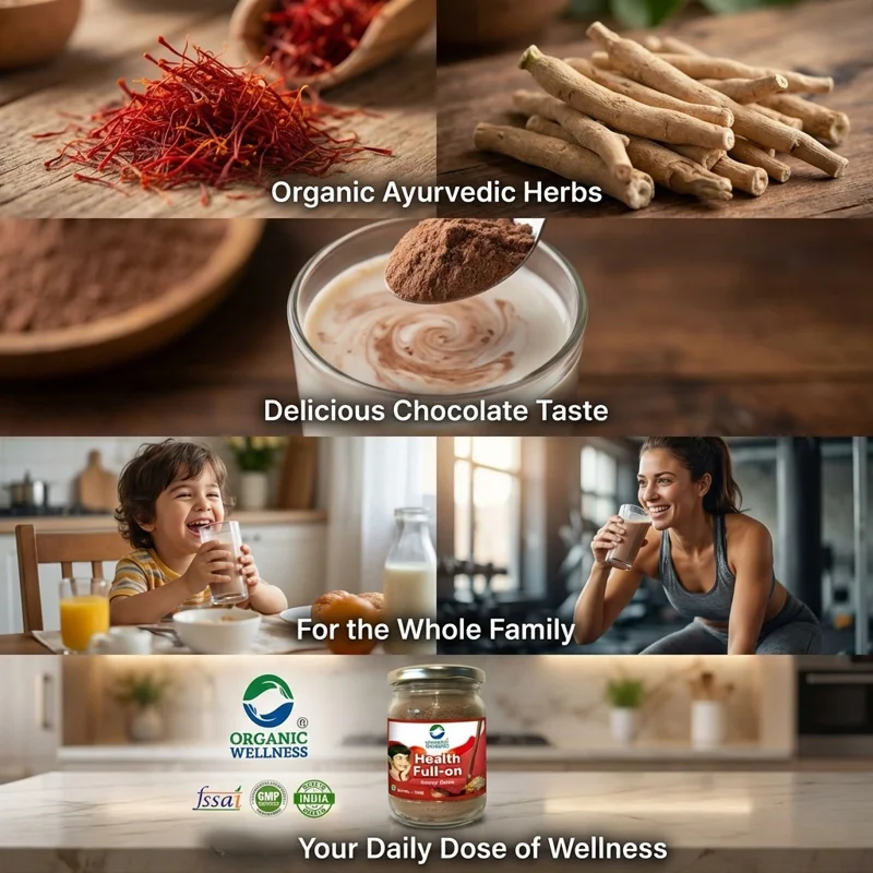 Organic Wellness Health Full On – Chocolate Nutrition Drink – Growth & Brain Health – 190 g thumbnail