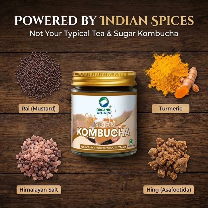 Organic Wellness Indian Kombucha Powder – Certified Organic – Probiotic Health Drink – 100 g thumbnail