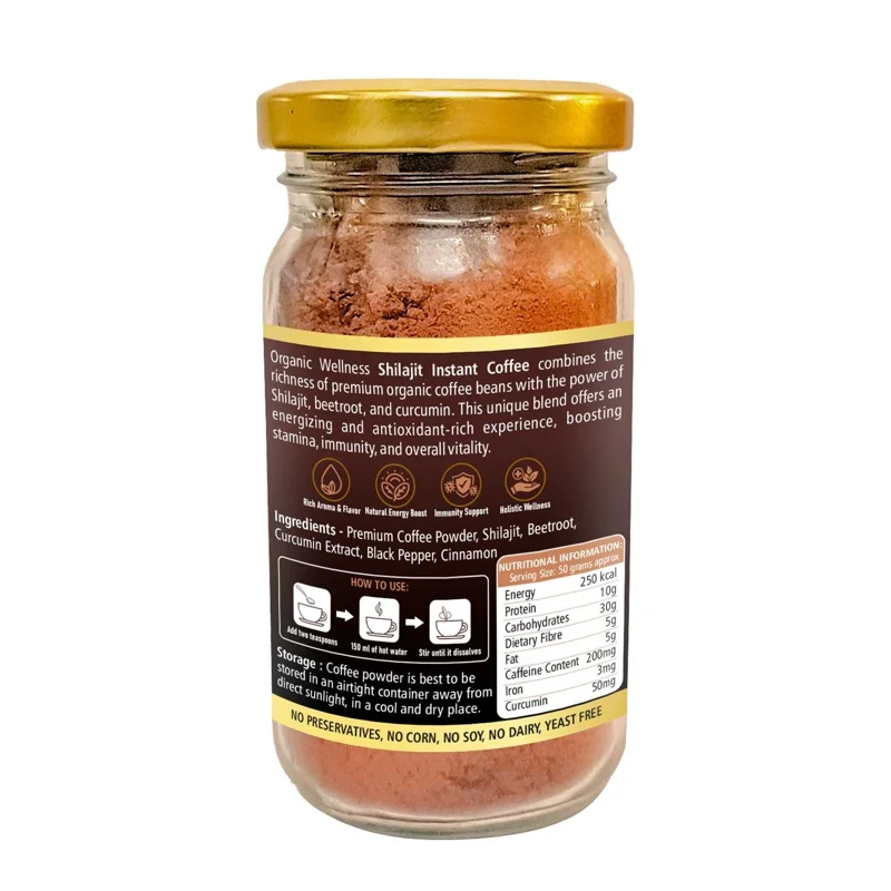 Organic Wellness Instant Coffee Powder with Shilajit – Energy Boost – 75 g thumbnail