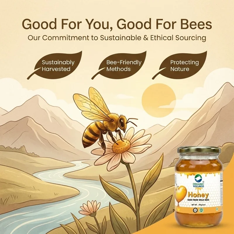 Organic Wellness Honey – Pure & Raw – Unprocessed, Unrefined – 350 g thumbnail