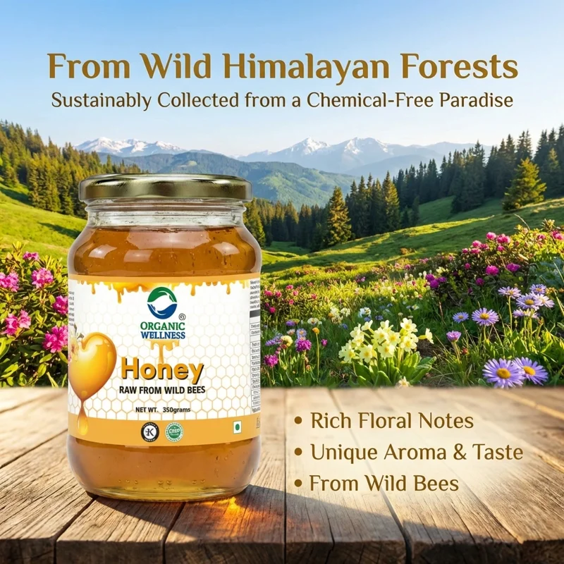 Organic Wellness Honey – Pure & Raw – Unprocessed, Unrefined – 350 g thumbnail