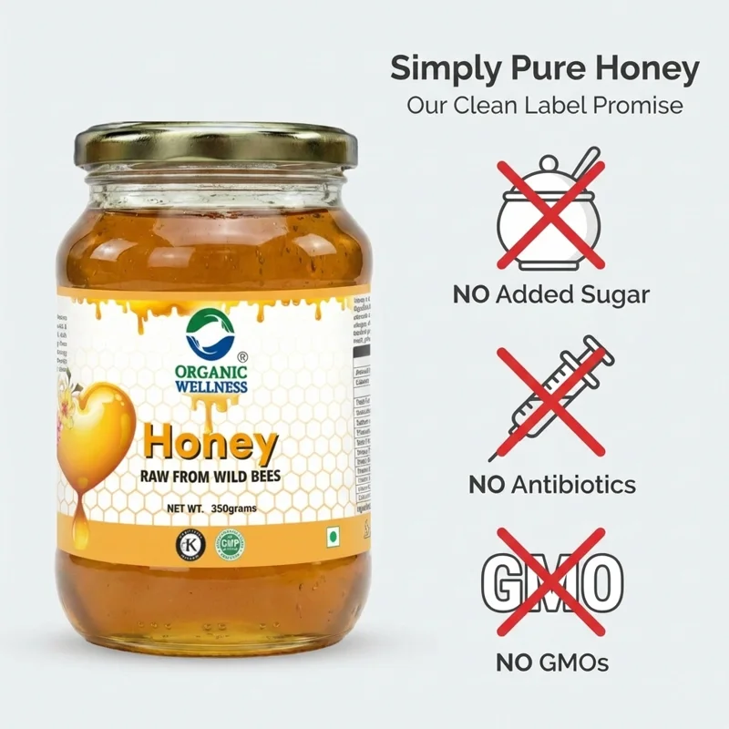Organic Wellness Honey – Pure & Raw – Unprocessed, Unrefined – 350 g thumbnail