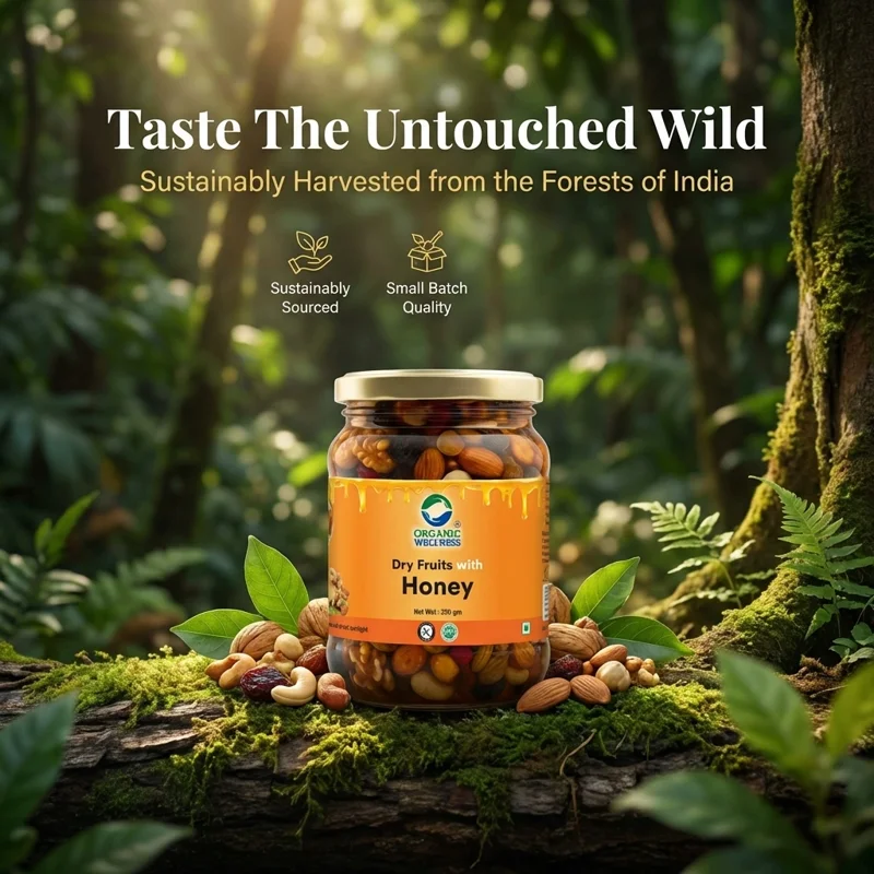 Organic Wellness Dry Fruits with Honey – Premium Nuts in Raw Honey – 350 g thumbnail