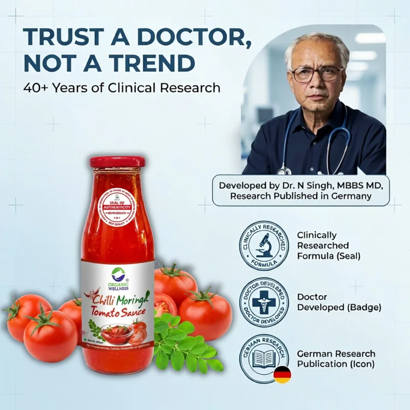 Organic Wellness Chilli Moringa Tomato Sauce – 100% Natural – No Preservatives – 350 g thumbnail